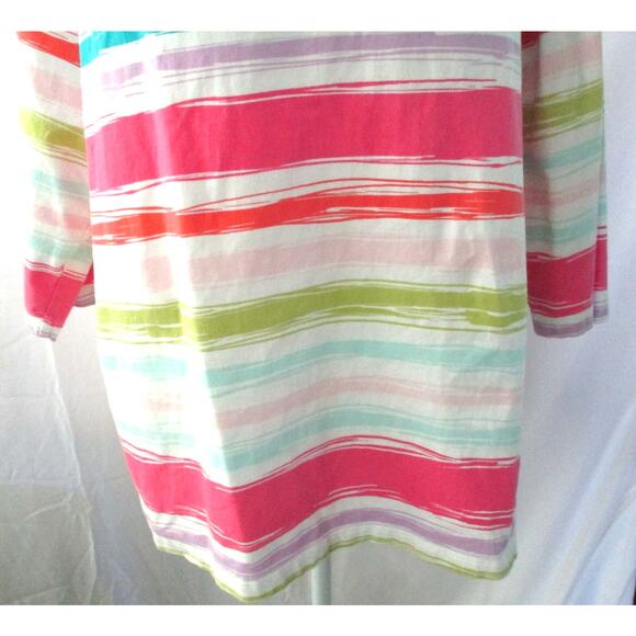 CJ Banks Women's Plus 3/4 Sleeve Multi Corlor Striped Shirt Size 1X - Picture 3 of 10